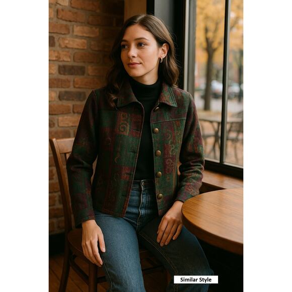 Christopher & Banks Tapestry Jacket Multicolor Bronze Button Women’s Small - Picture 8 of 8